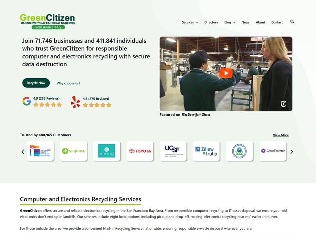 GreenCitizen Homepage Snapshot
